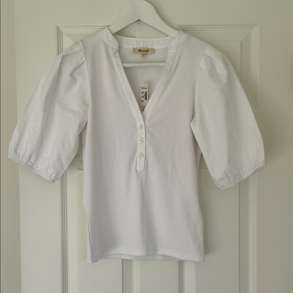 Madewell White Puff Sleeve Blouse